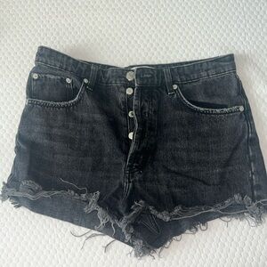 Black denim shorts